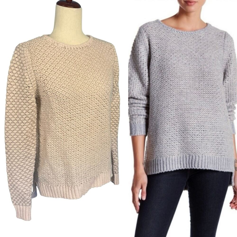 Rebecca Taylor Metallic Chunky Knit Cozy Sweater Top Pale Pink Women's Medium